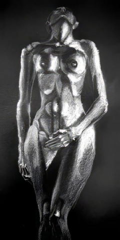 Drawing on paper, white chalk, 1990