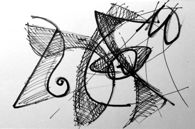 Sketch - felt pen on paper - Hidden and revealed 10