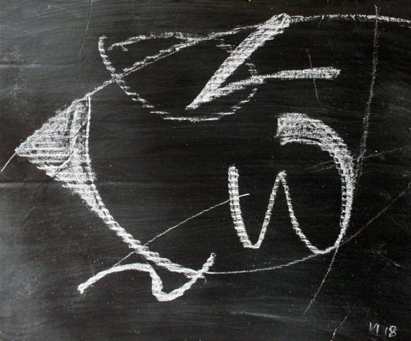 Sketch on blackboard, 2018
