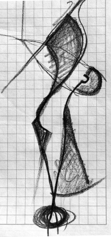 Skulpture sketch - pencil, 2020.