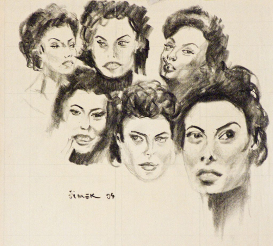 Drawing on paper (Gina Lollobrigida?), 1994