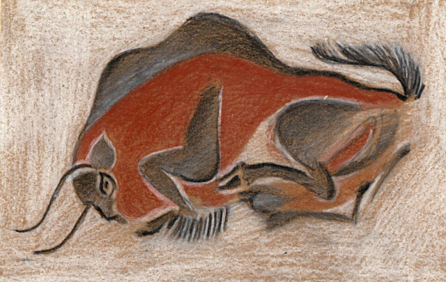 Altamira bull, chalk on paper, 1993